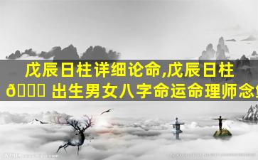 戊辰日柱详细论命,戊辰日柱 🐒 出生男女八字命运命理师念鲜